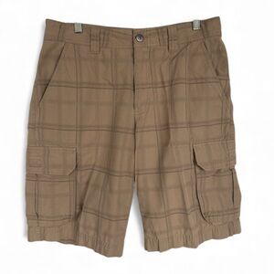 Koppen Men’s Brown Plaid Cargo Shorts Utility Outdoor Casual Size 30